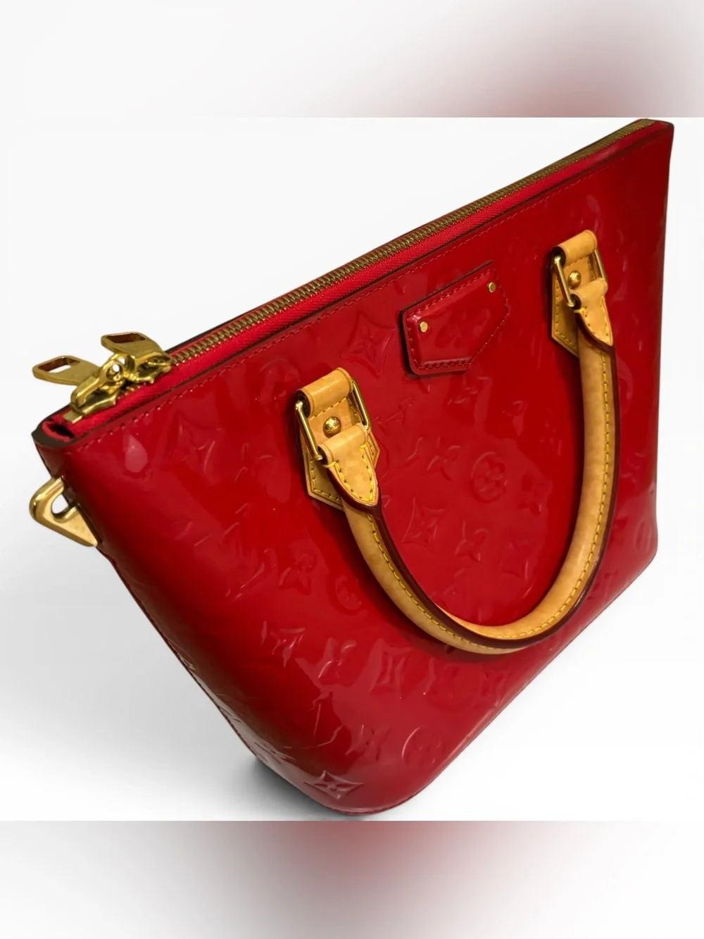 Louis Vuitton Montebello MM Red Monogram Vernis Patent Leather Satchel Bag